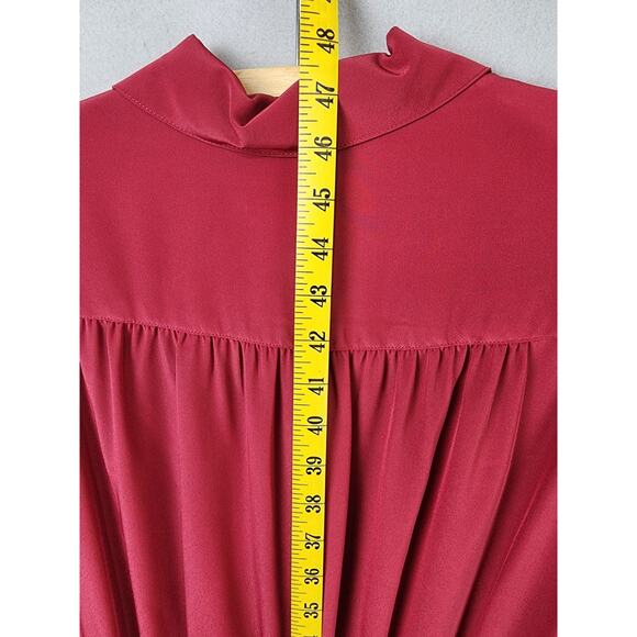 Talbots Burgundy Button Front Midi Shirt Dress Collared Long Sleeve Size 8 - Picture 6 of 8